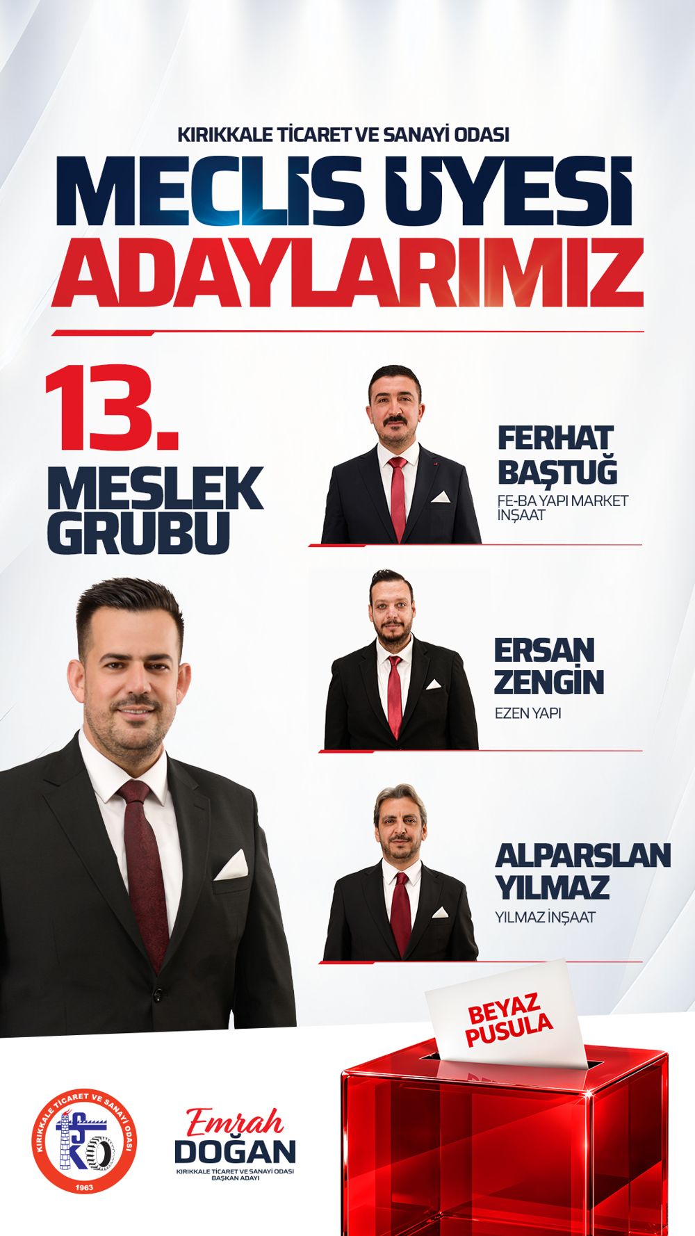 13. Meslek Grubu adayları